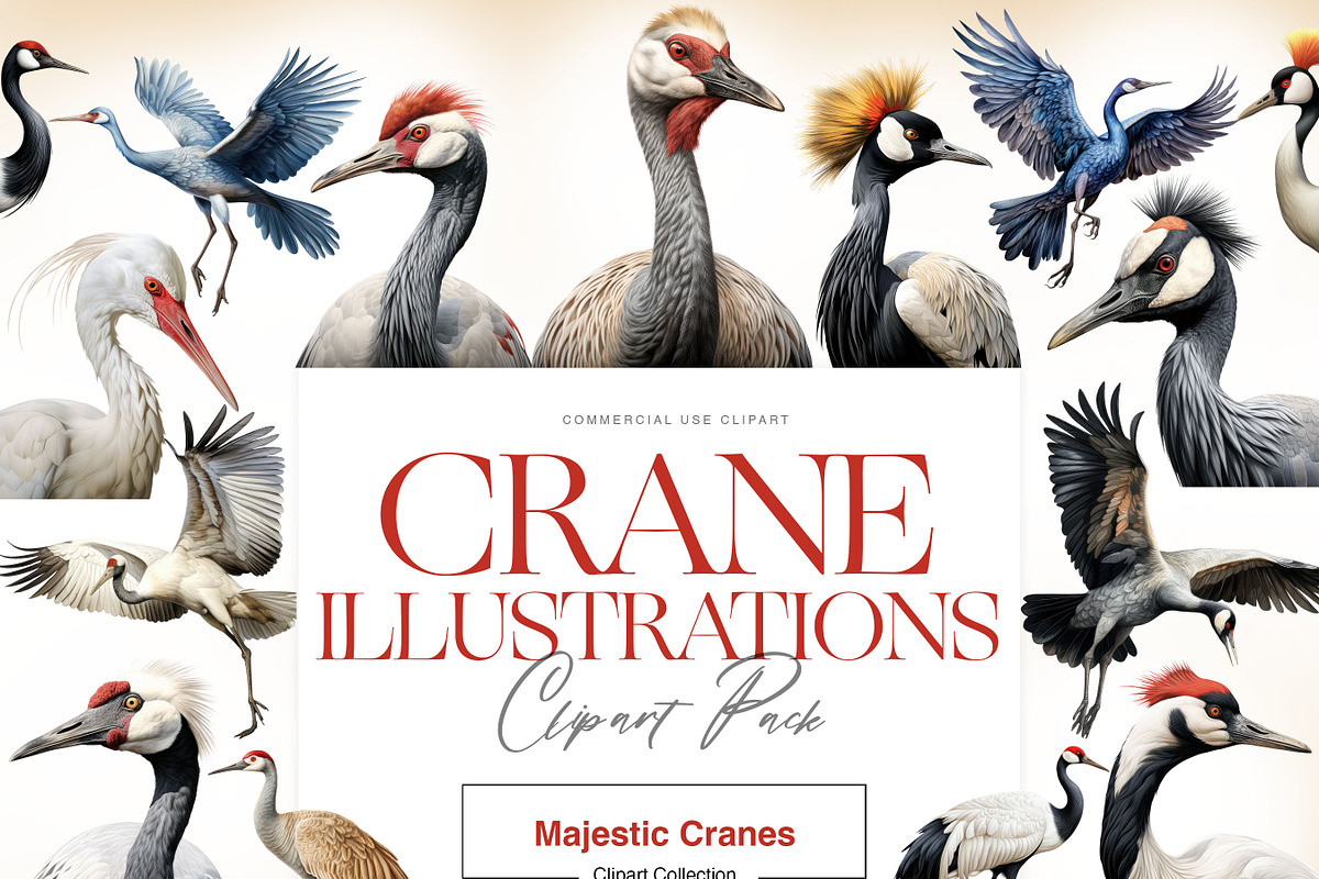 Crane Clipart, Crowned Crane, Birds, an Animal Illustration by BrushstrokeArtGB (Photo 1 of 9)