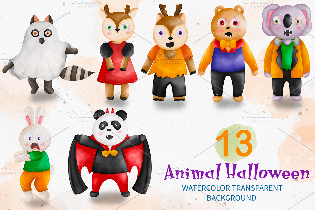Animal Halloween, Halloween Clipart, an Animal Illustration by Apixsala (Photo 5 of 14)