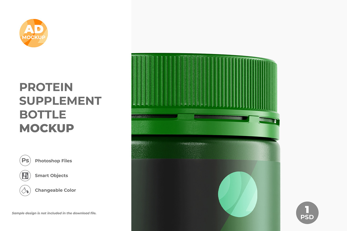 Supplement Jar Bottle Mockup (1PSD), a Packaging Mockup by Adstart (Photo 4 of 5)