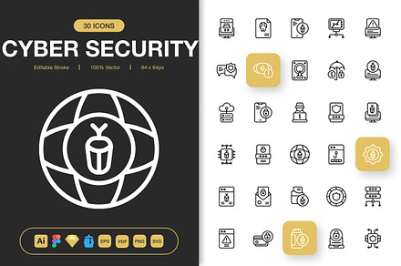Cyber Security Icons, an Outline Icon by Spacepixel Creative