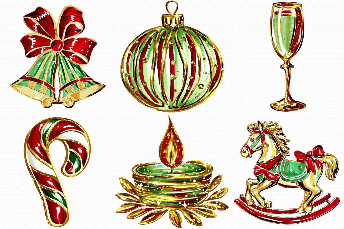 Gold Sparkle Christmas Clipart, an Illustration by Libby Wishes (Photo 3 of 6)