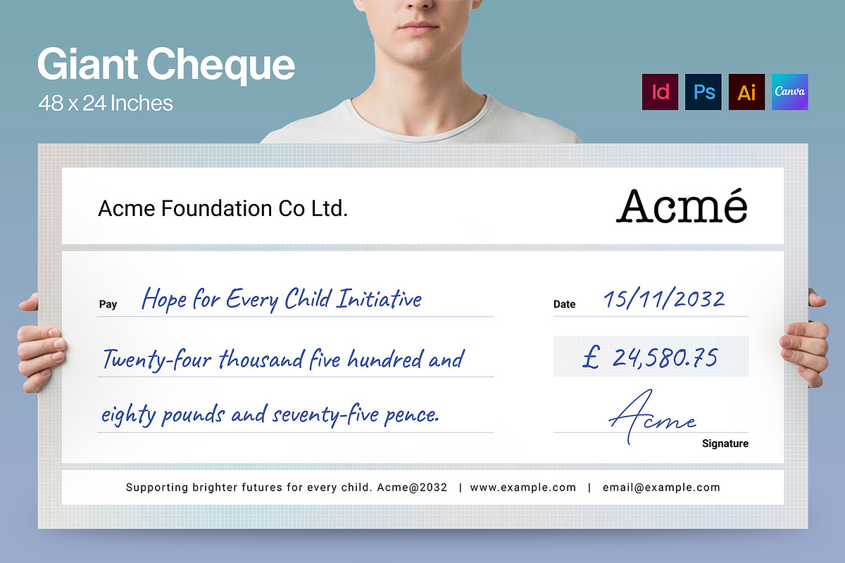 Giant Cheque / Check Template, a Stationery Template by BrandPacks (Photo 6 of 6)