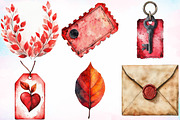 Red Vintage Fall Ephemera Clipart, a Seasonal Illustration by Canvas Craft (Thumbnail 2 of 5)