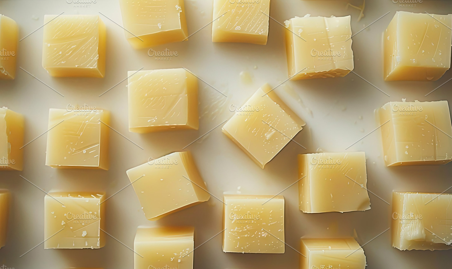 Cheese cubes on a white kitchen surf, a Photo by LOGOCREATIVE