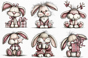 Christmas Bunny Clipart, an Illustration by Craft Nest (Thumbnail 3 of 6)