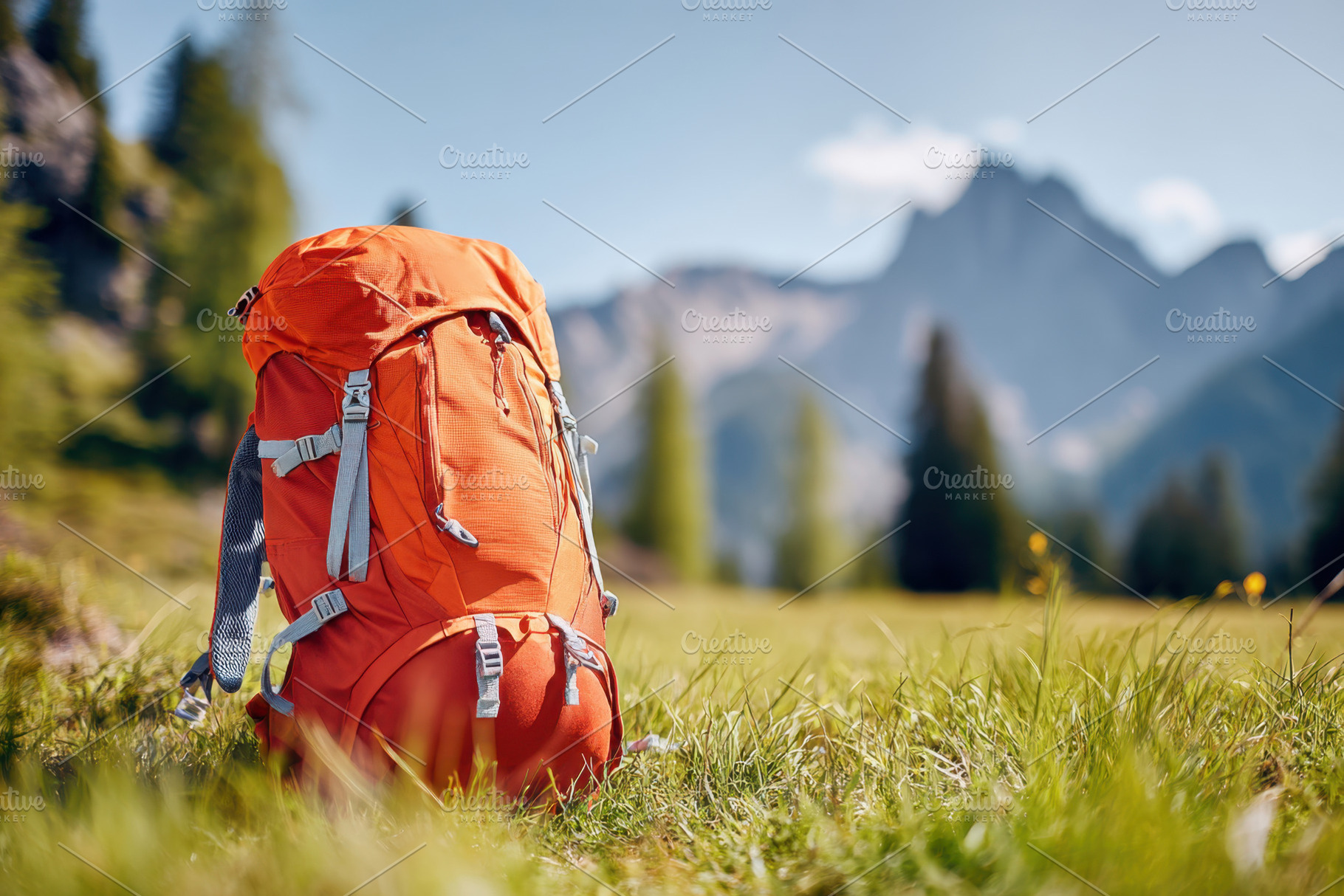 Hiking backpack in scenic outdoor setting, an Arts & Entertainment Photo by AlyaAnd
