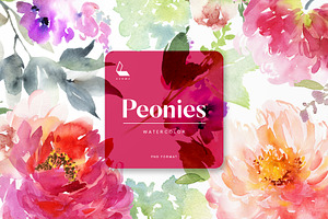 Watercolour Peonies Set