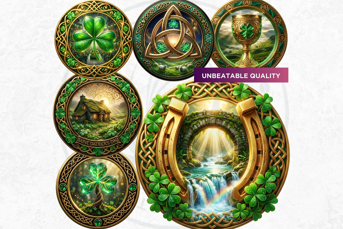 Saint Patrick Round Coaster Cliparts, a Decorative Illustration by ThatsDesignArt (Photo 4 of 10)