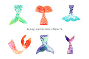 Mermaid Tails Watercolor Cliparts, an Illustration by Heartmade by Claudia (Thumbnail 2 of 2)