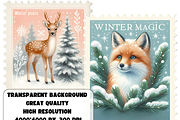 Winter postage stamps, a Seasonal Illustration by AnetArtStore (Thumbnail 6 of 7)