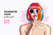 Vector Rainbow Hair Girl, a Person Illustration by Iryna Denysova (Thumbnail 2 of 4)