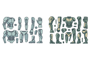 Robotic parts collection displayed, an Illustration by ZinetroN