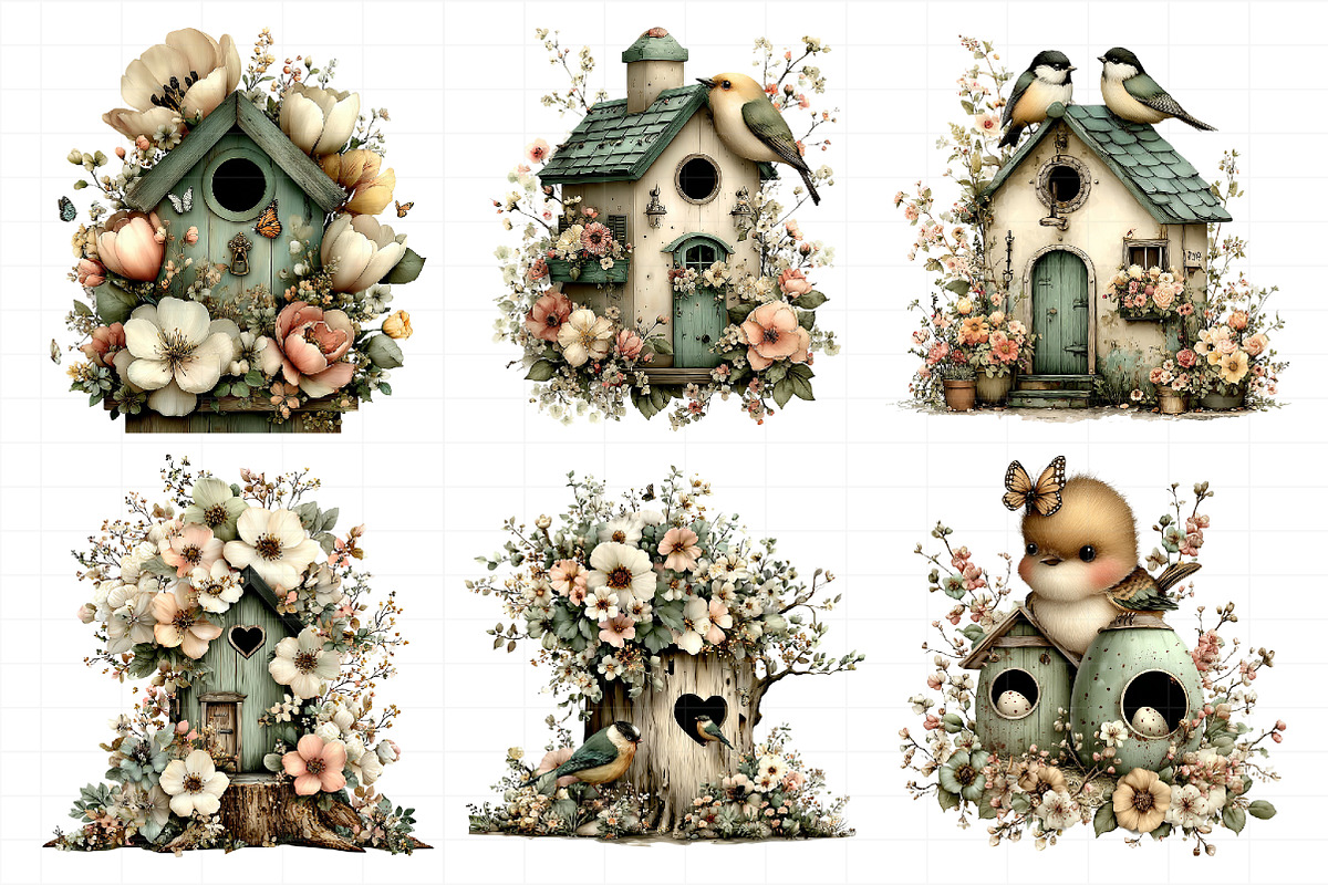 Whimsical Spring Birdhouse Clipart, an Illustration by Daily.Designs (Photo 4 of 8)