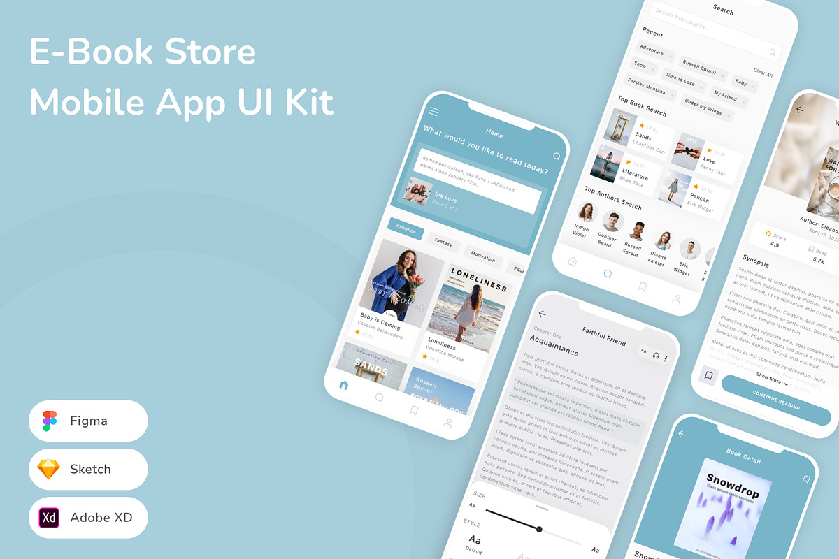 E-Book Store Mobile App UI Kit, an UI Kit Template by Betush