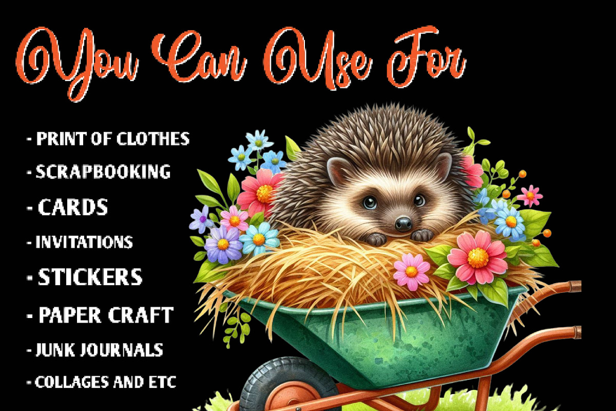Cute Autumn Hedgehog Garden Clipart, an Illustration by CreationArt (Photo 3 of 9)