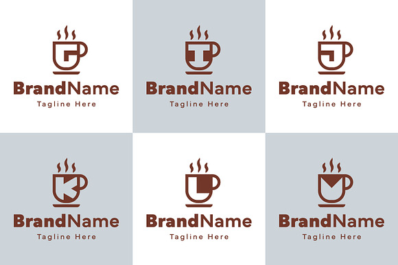 Letter G I J K L M Coffee Cup Logo Set