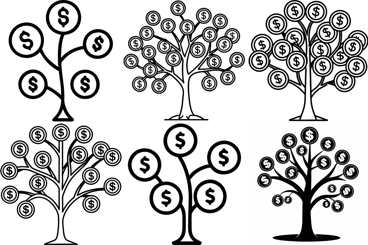 Set of Money tree with coins vectors, an Object Graphic by Billah Hub