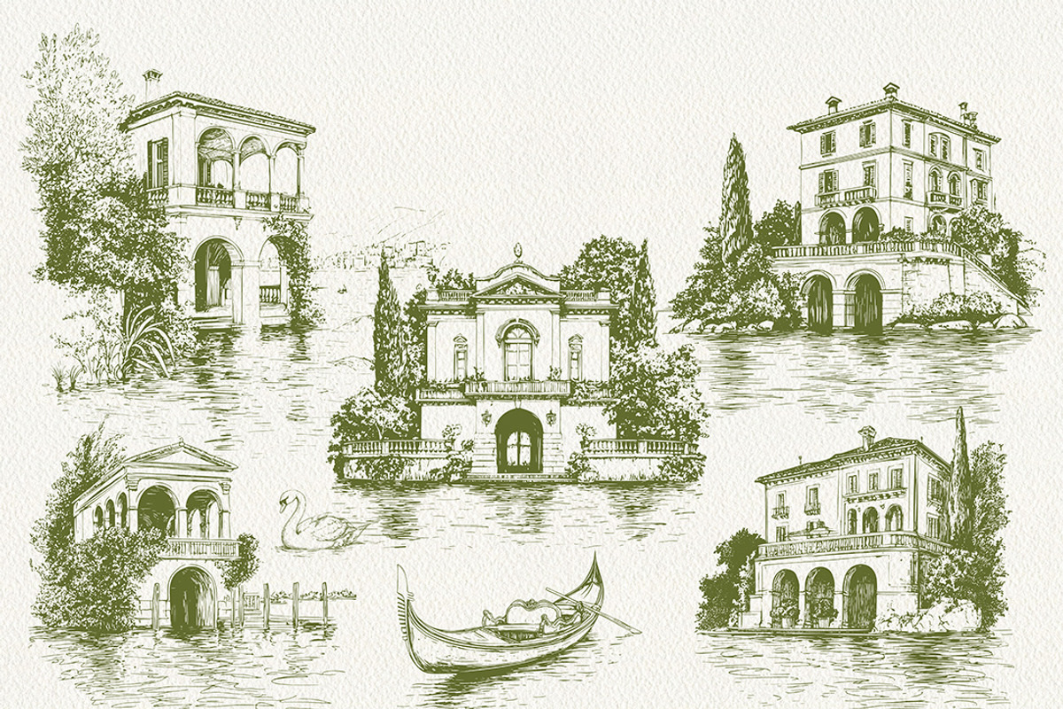 Lakeside Villas – A Timeless Italian, a Decorative Illustration by Eyeinspire (Photo 2 of 8)