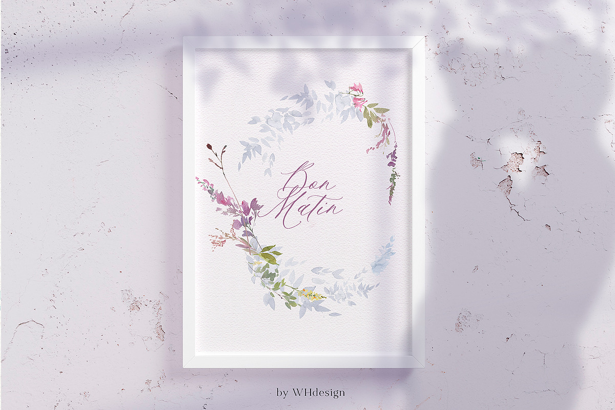 Bon Matin Watercolor Floral Clip Art, a Decorative Illustration by whiteheartdesign (Photo 6 of 18)