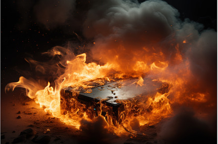 Uncontrollable Lithium battery fire, a Technology Photo by Ylivdesign