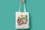 skull wearing helmet and beach scene, an Illustration by gunaonedesign (Thumbnail 4 of 4)