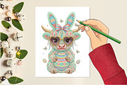 Latch Hook Yarn Easter Highland Cow, an Illustration by Designking (Thumbnail 1 of 4)