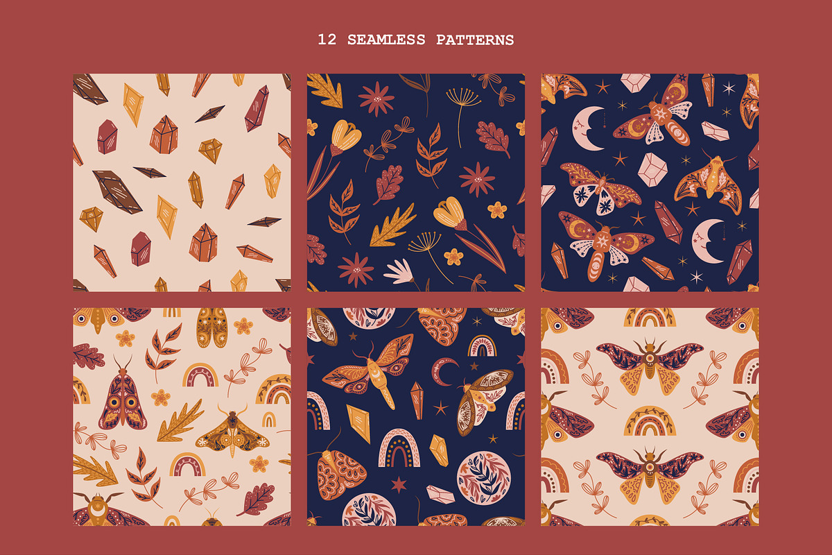Mystic Moth | Vector collection, a Decorative Illustration by katieromanoff_art (Photo 15 of 22)