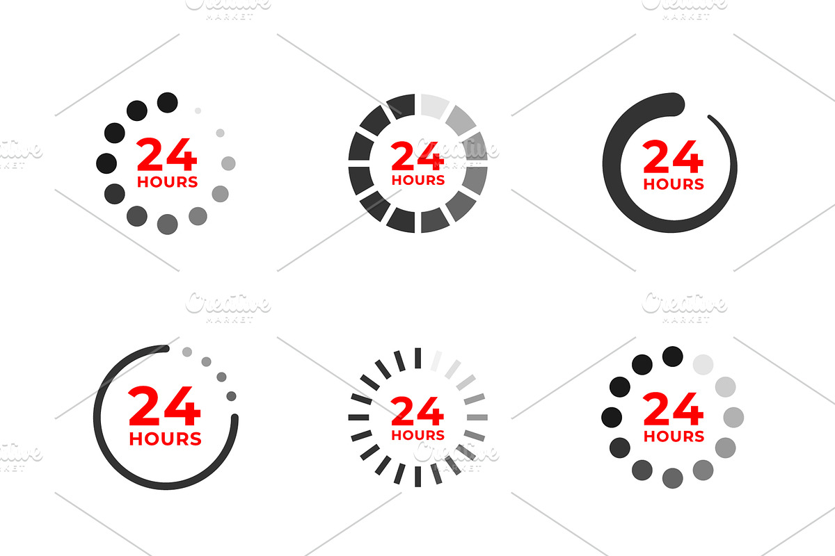 Set color icons of 24 hours, an Outline Icon by motorama (Photo 1 of 2)