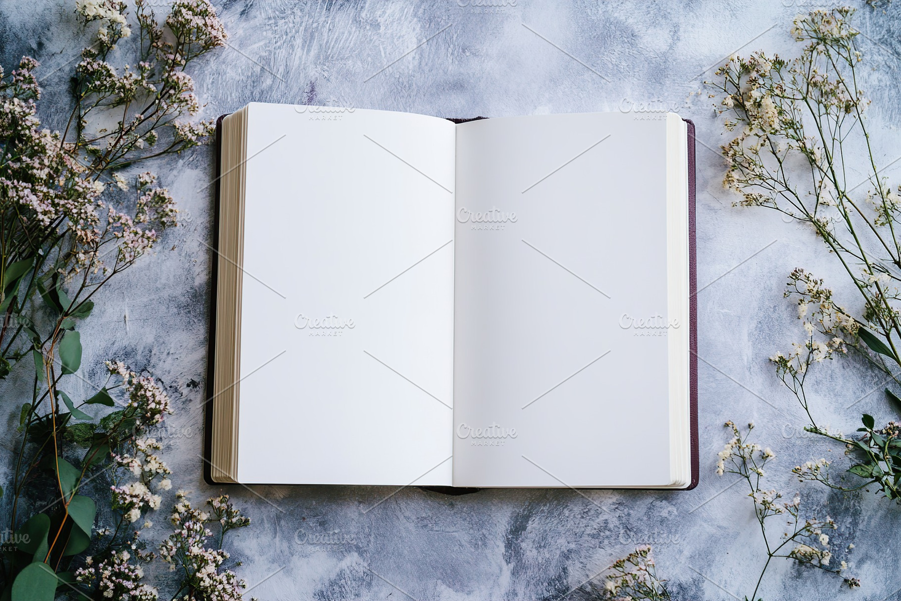 Mockup of open blank book, top view, a Background Photo by AlyaAnd