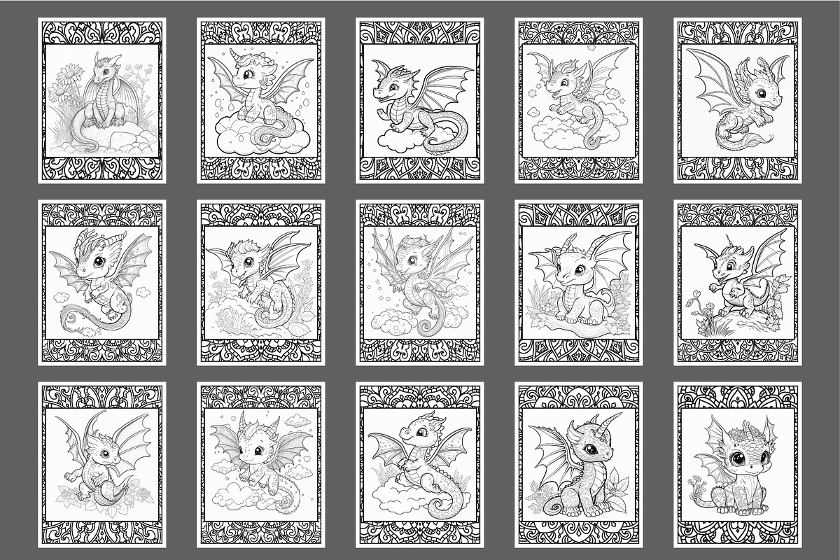 110 Cute Dragon Coloring Pages, an Animal Illustration by Blue Digital Studio (Photo 4 of 5)