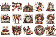 Whimsical New Year Clipart, an Illustration by OK Design (Thumbnail 3 of 6)