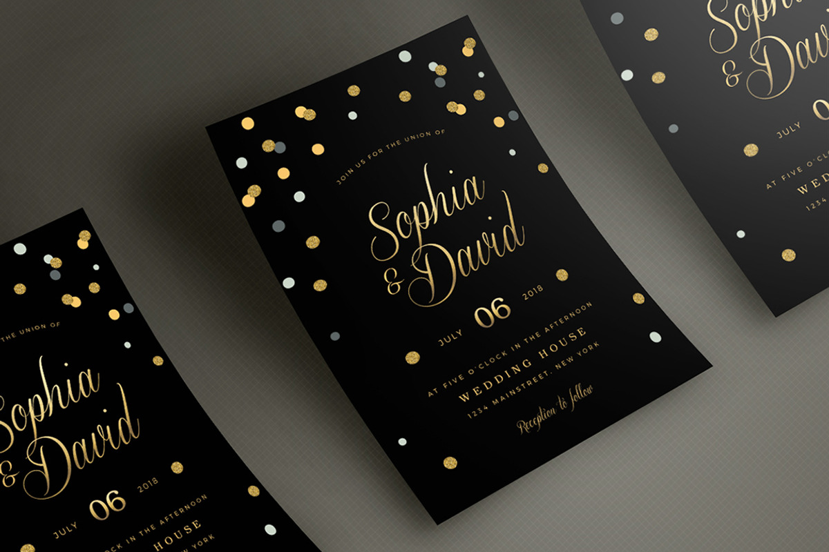Black & Gold Wedding Invitation, an Invitation Template by Vynetta (Photo 3 of 3)