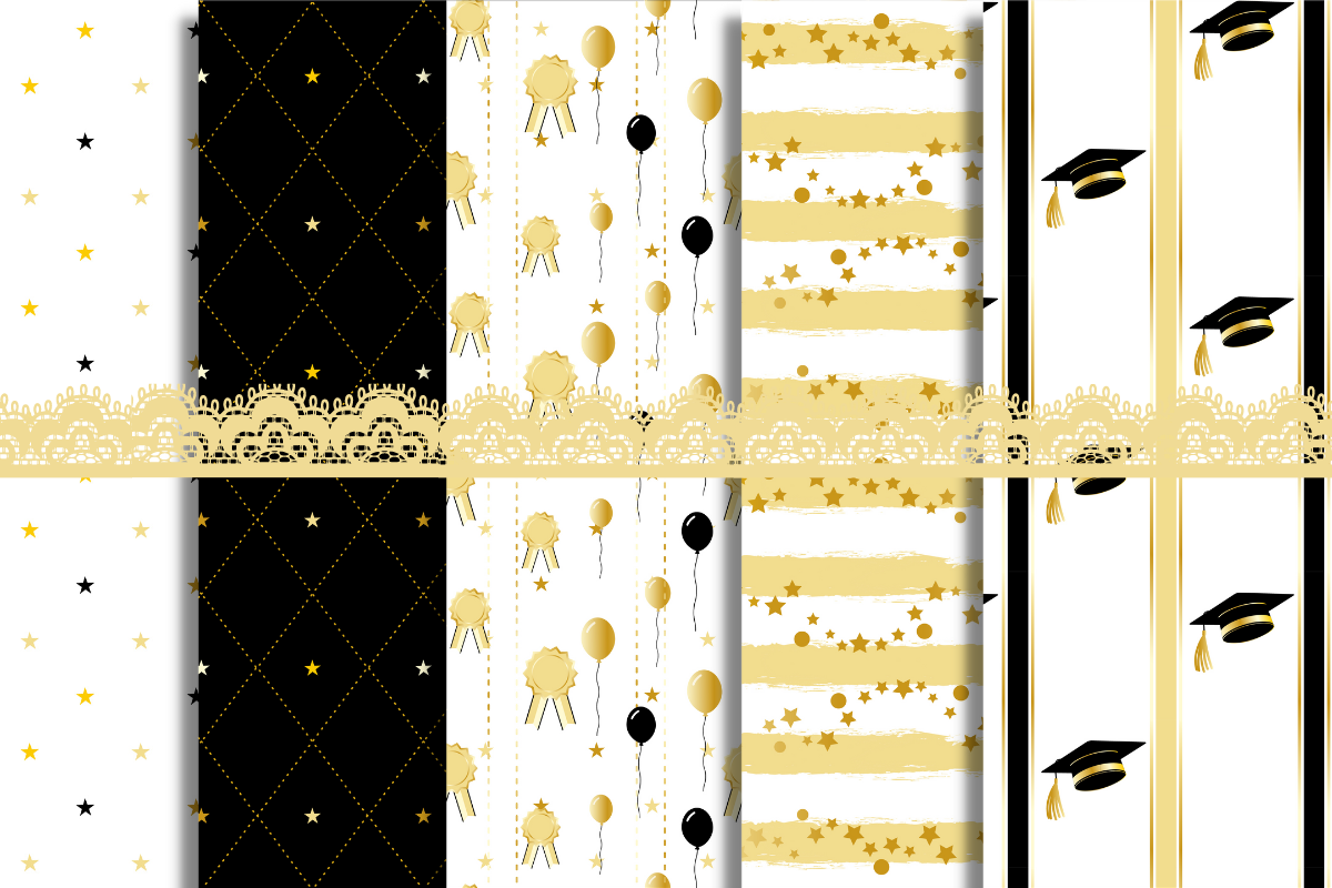 Graduation Digital Paper Pack, a Pattern Graphic by Douce Créativité (Photo 6 of 6)