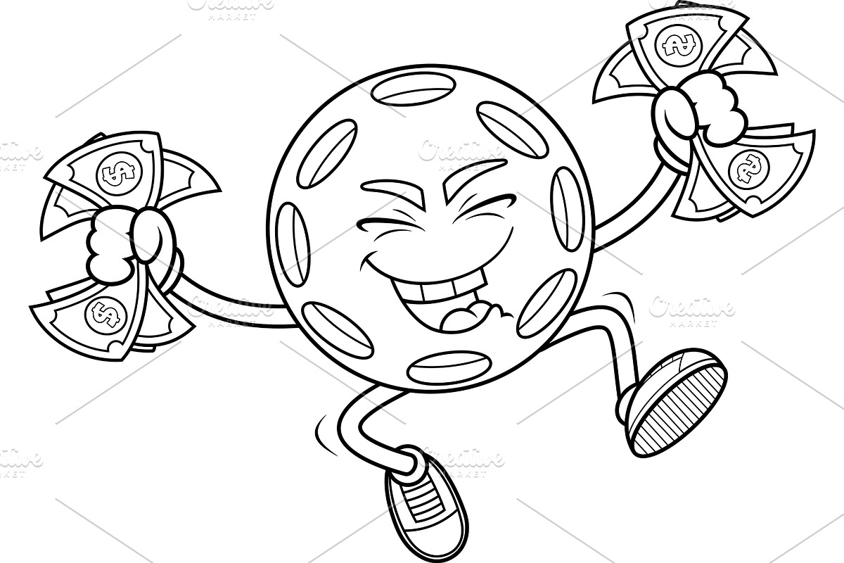 Happy Pickleball Character Jumping, an Illustration by HitToon
