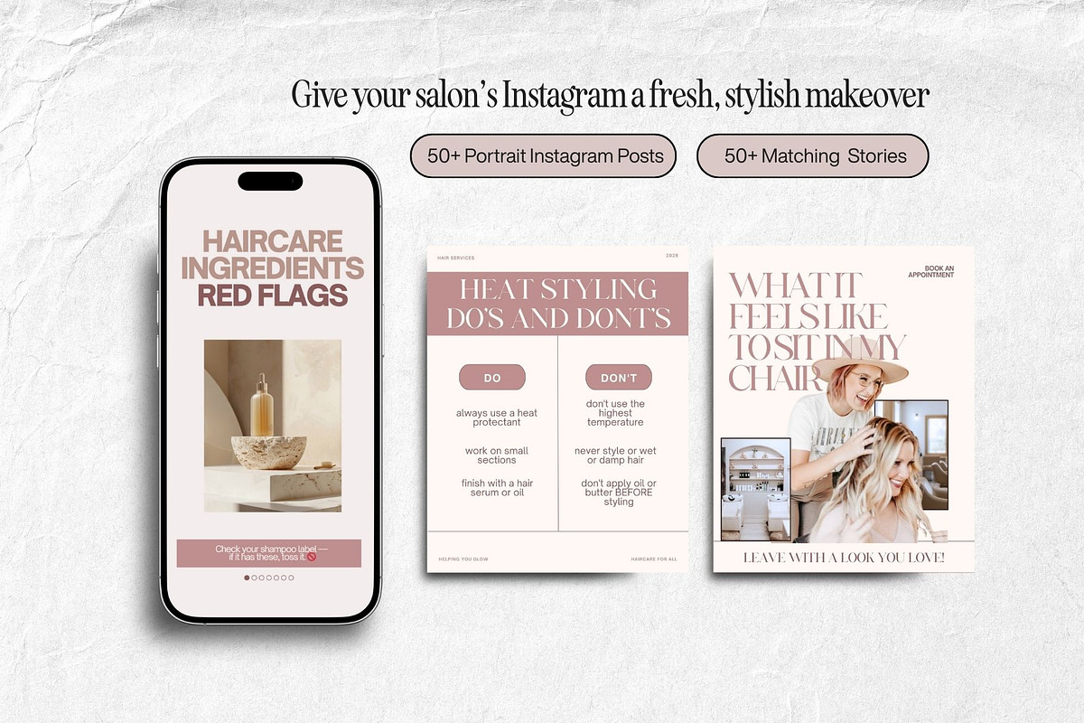 Hairdresser Instagram Posts Salon, a Social Media Template by HAYAG Creatives (Photo 3 of 6)