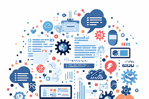 Person working on a desk surrounded by creative digital media elements, an Illustration by AS photostudio
