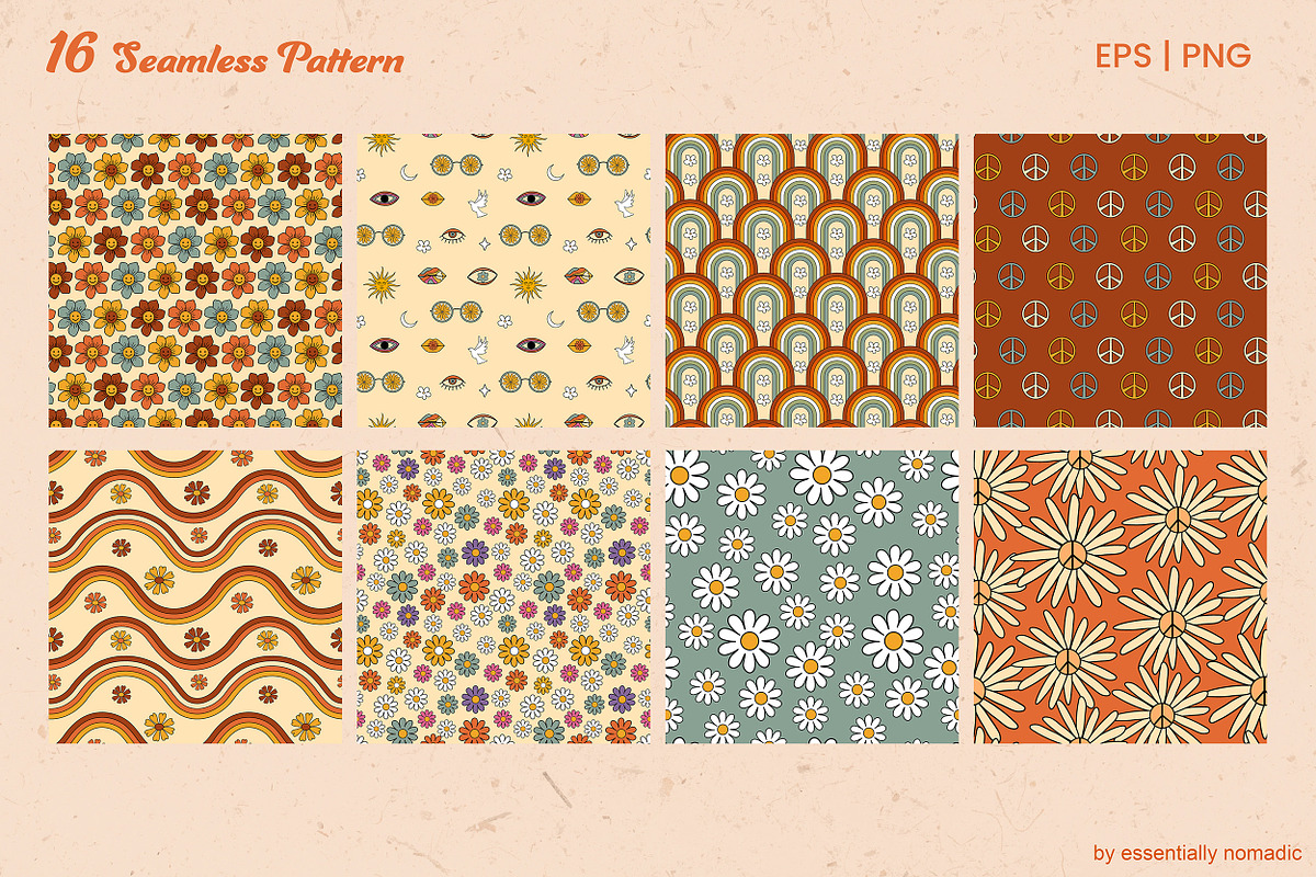 Retro Revival 70s Graphic Collection, a Pattern Graphic by Essentially Nomadic (Photo 9 of 16)
