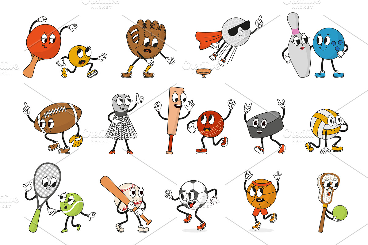Sporty retro characters. Groovy, a Sport Illustration by Valerie Bodnar