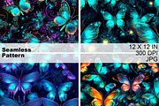 Neon Glowing Butterfly Pattern, a Pattern Graphic by HillTract (Thumbnail 2 of 6)
