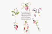 strawberry watercolor clipart set, a Decorative Illustration by Patishop Art (Thumbnail 6 of 8)