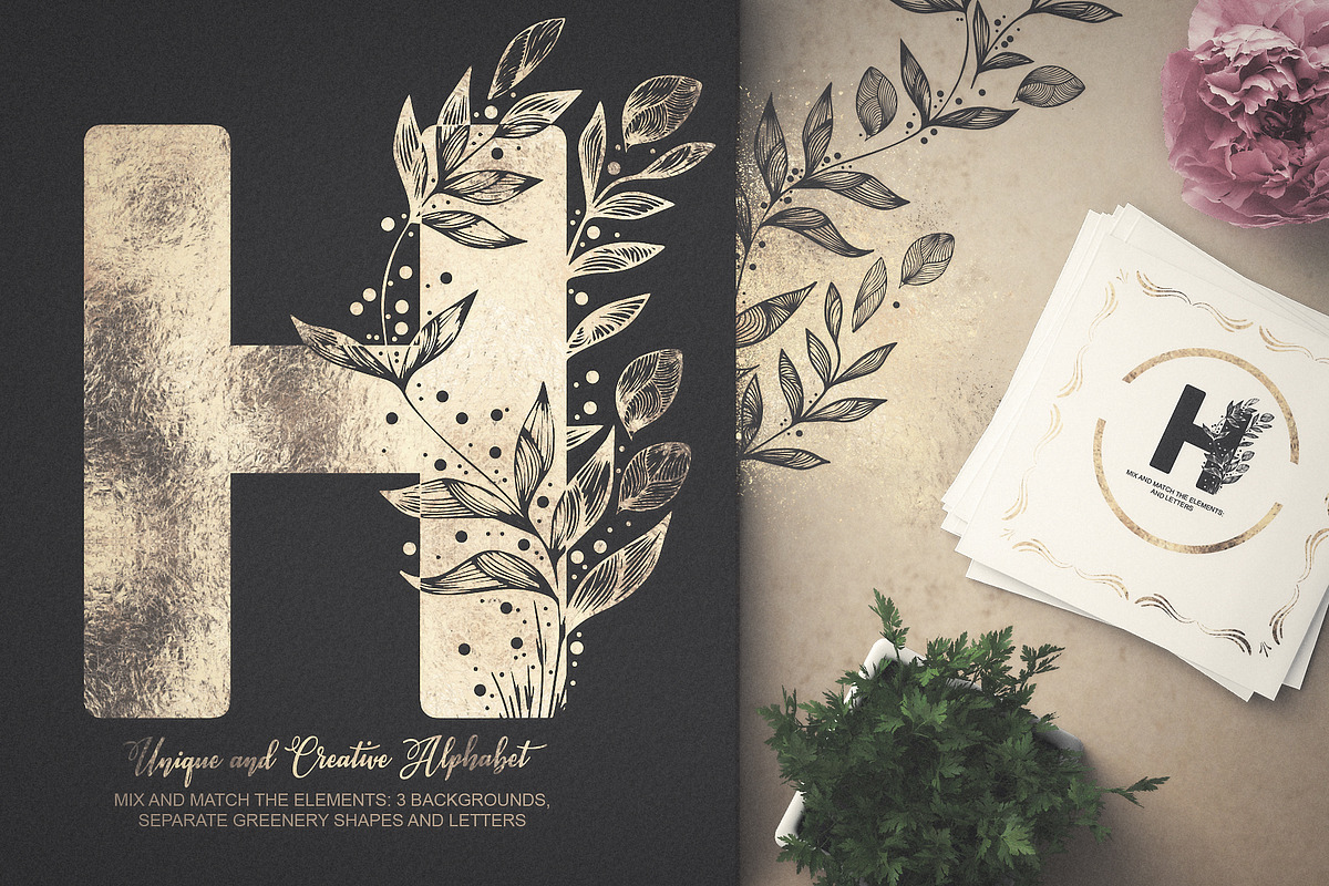 Greenery Monograms | Floral Alphabet, a Decorative Illustration by Tinydew (Photo 1 of 6)