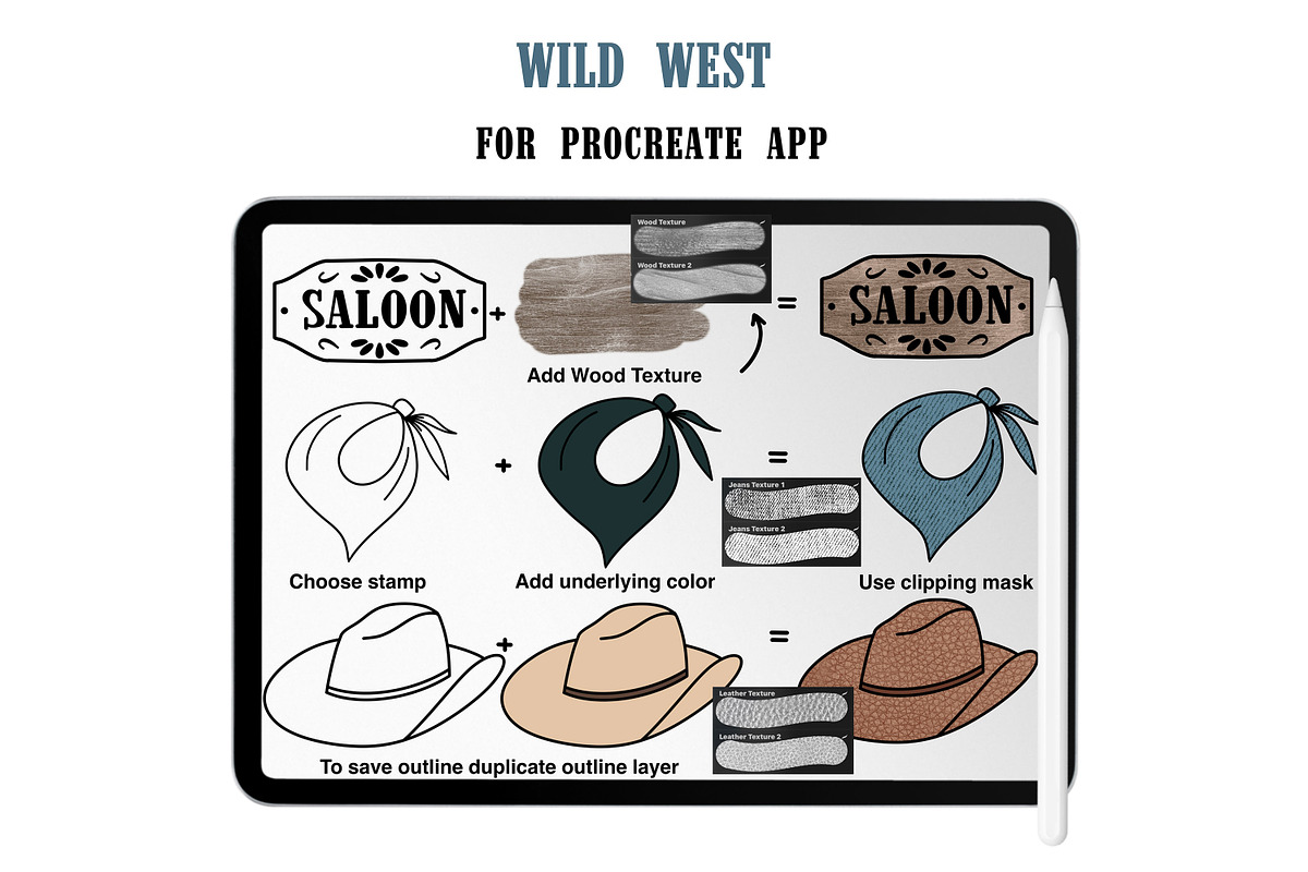 Wild West Procreate Brushes Stamps, a Brush Add-On by Brush Lab (Photo 4 of 9)