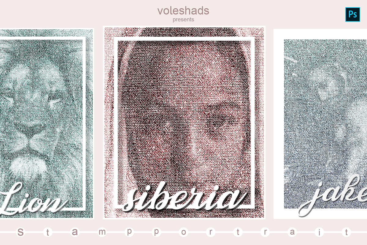 Stamp portrait Photoshop Action, an Action Add-On by Voleshads (Photo 1 of 7)
