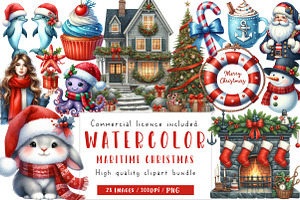 Merry Maritime Christmas Clipart, an Illustration by CreationArt
