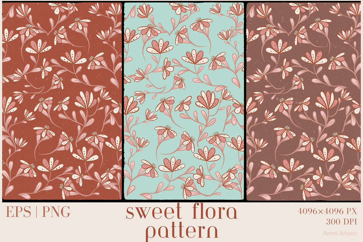 Sweet Flora Pattern, a Pattern Graphic by AMMi (Photo 1 of 5)