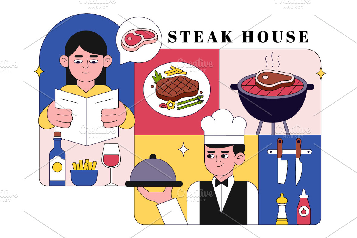 10 Steakhouse Illustration, a Food Illustration by denayunebgt (Photo 4 of 4)