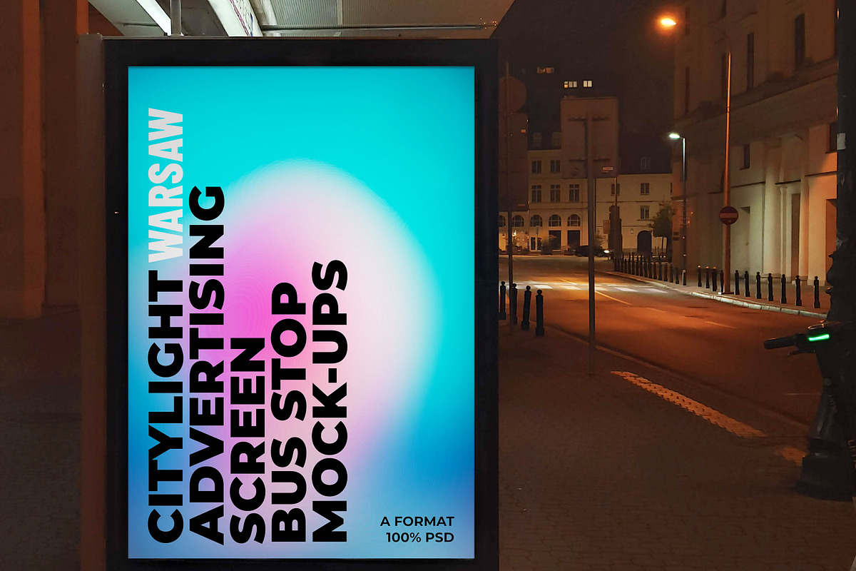 Warsaw Citylight Ad Bus Stop 4, an Advertising Mockup by Graphic Shelter (Photo 7 of 7)