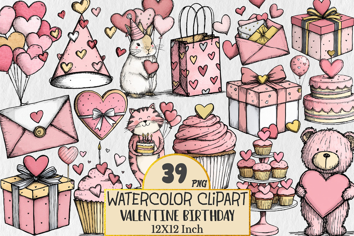 Valentine Birthday Clipart, a Seasonal Illustration by Rose Art (Photo 1 of 6)