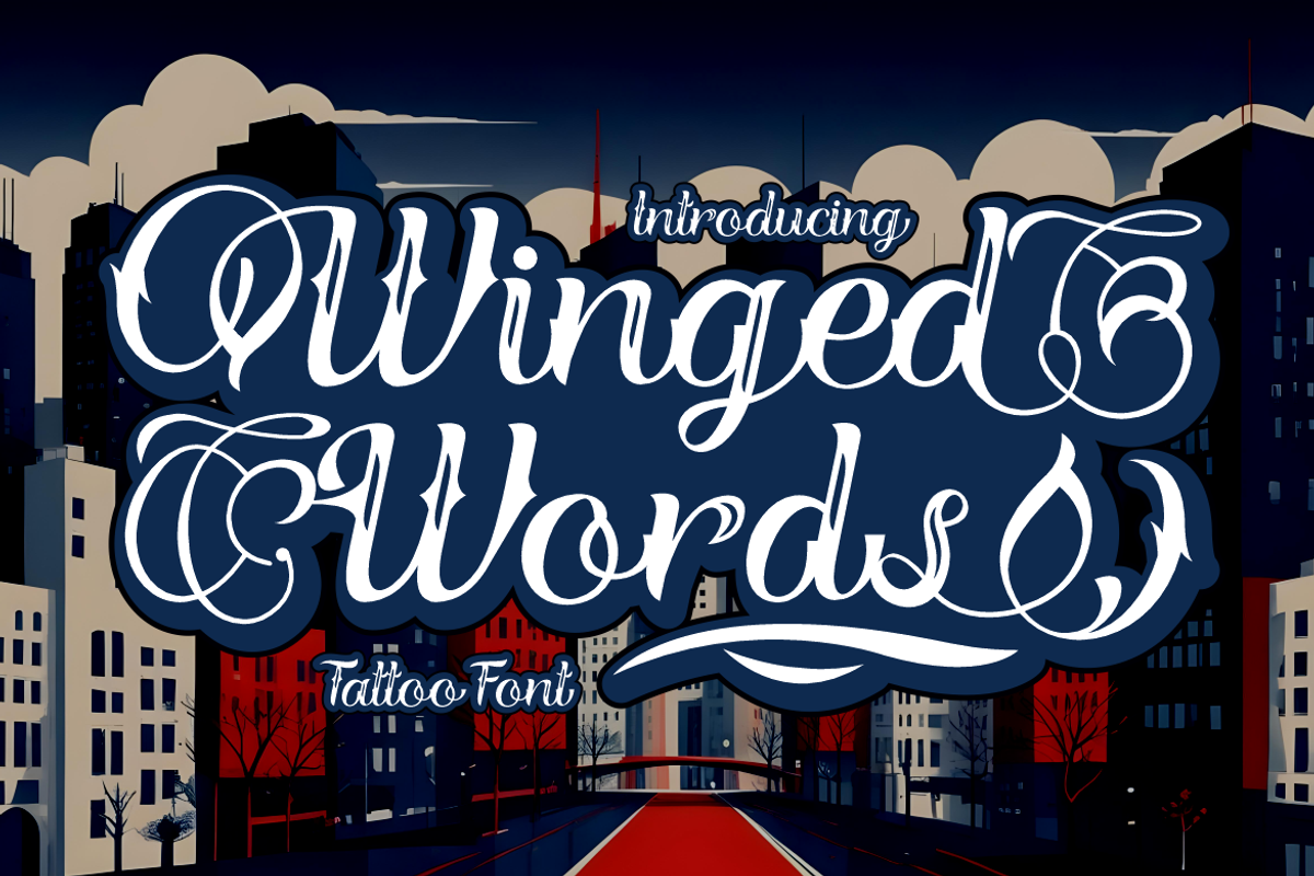 Winged Words - Tattoo Font, a Font by PutraCetol Studio (Photo 1 of 11)