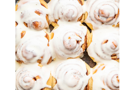 Homemade cinnamon buns in glaze, a Food & Drink Photo by yanadjana